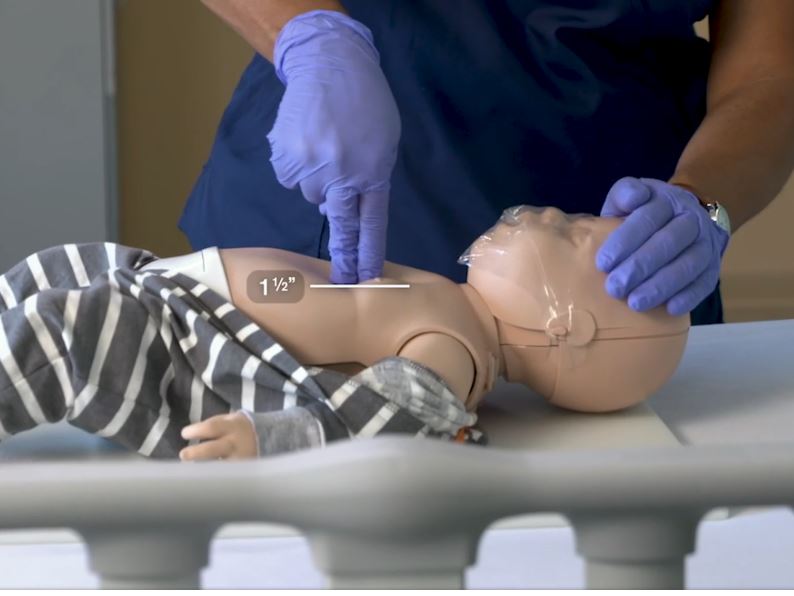 Depth of CPR compressions for infants