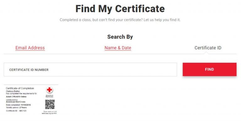 American Red Cross Find My Certificate Key Cpr